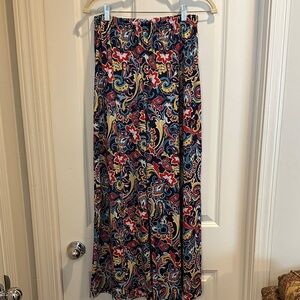 Slinky Brand Maxi Pants with Navy Multicolor Paisley Print